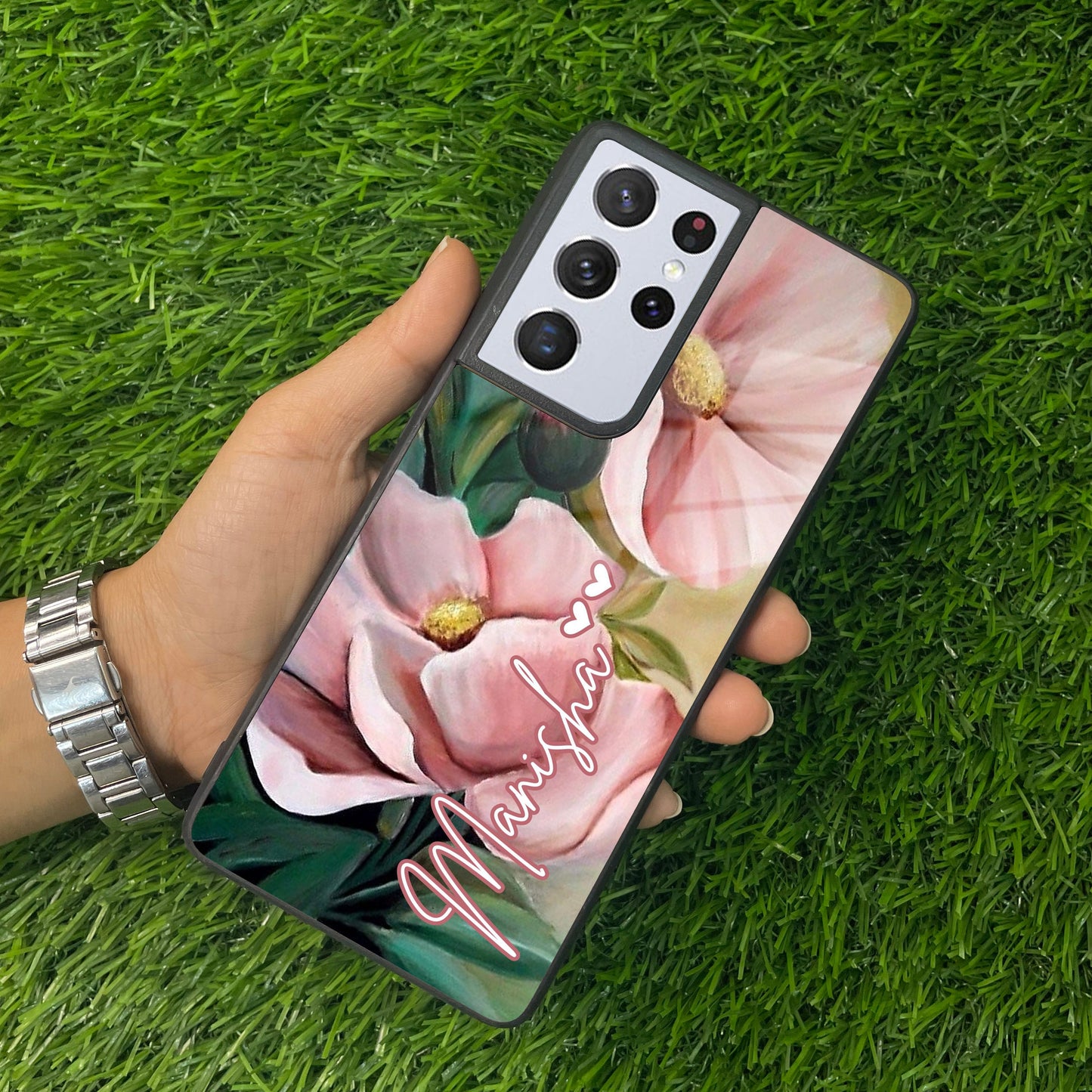 Paint Floral Poster Customize Glass Case Cover For Samsung