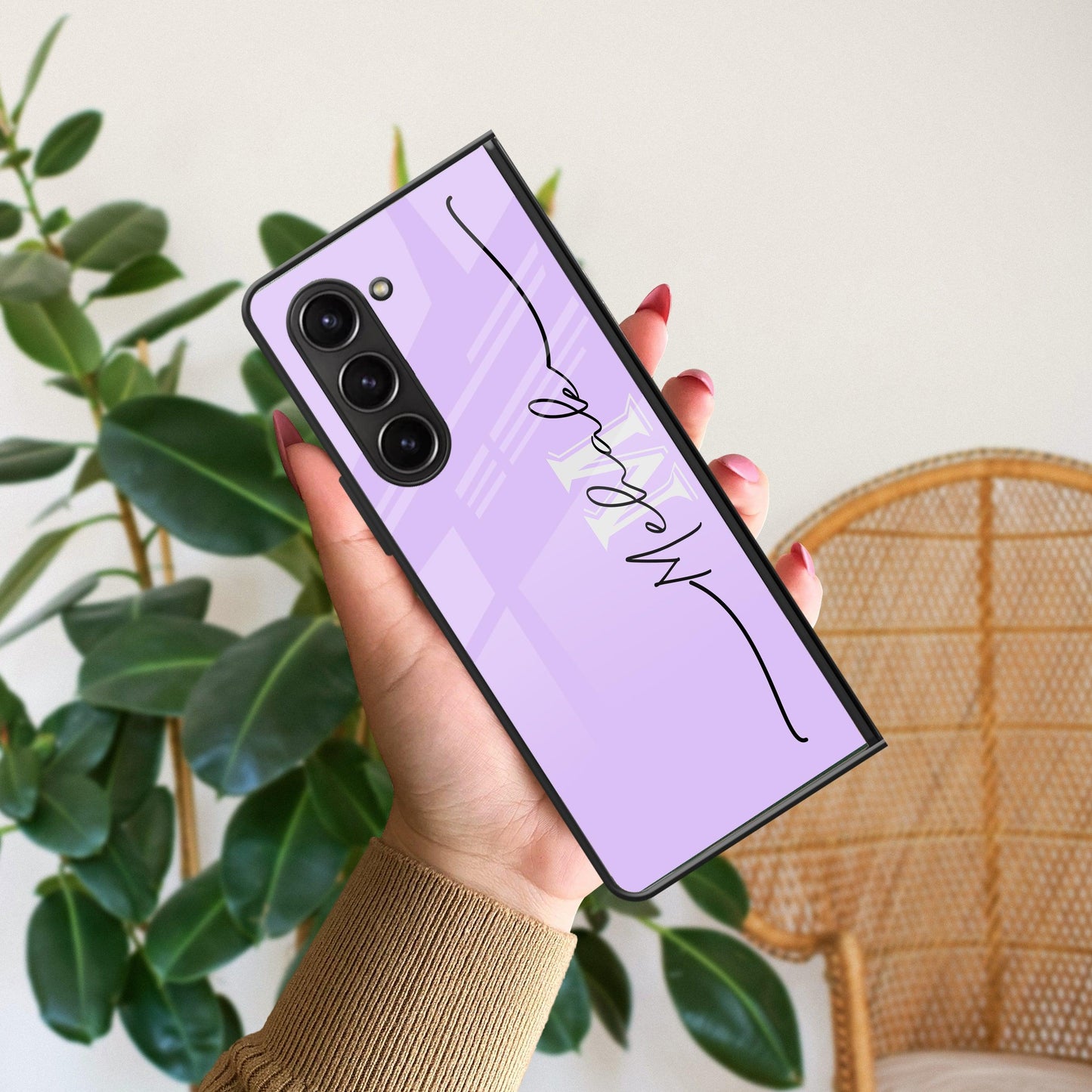 Personalized Initials Lavender Glossy Metal Case Cover Samsung