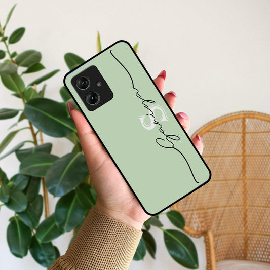 Personalized Initials Mint Green Glossy Metal Case Cover For Motorola - ShopOnCliQ