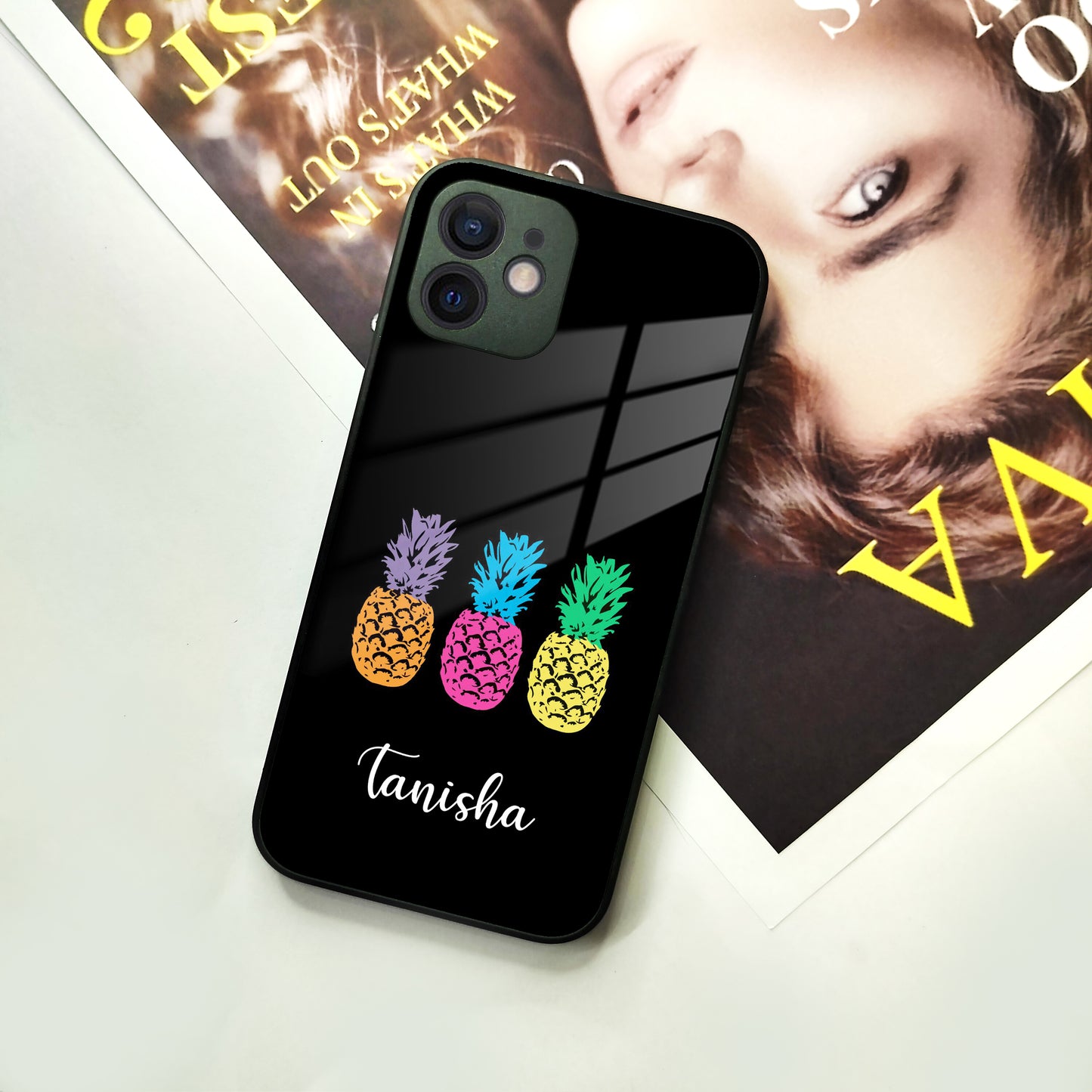 Colorful Pineapple Glass Case Cover For iPhone