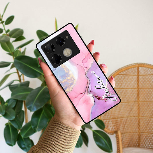Pink Marble Glossy Metal Case Cover For Infinix - ShopOnCliQ