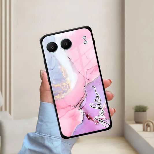 Pink Marble Glossy Metal Case Cover For OnePlus - ShopOnCliQ