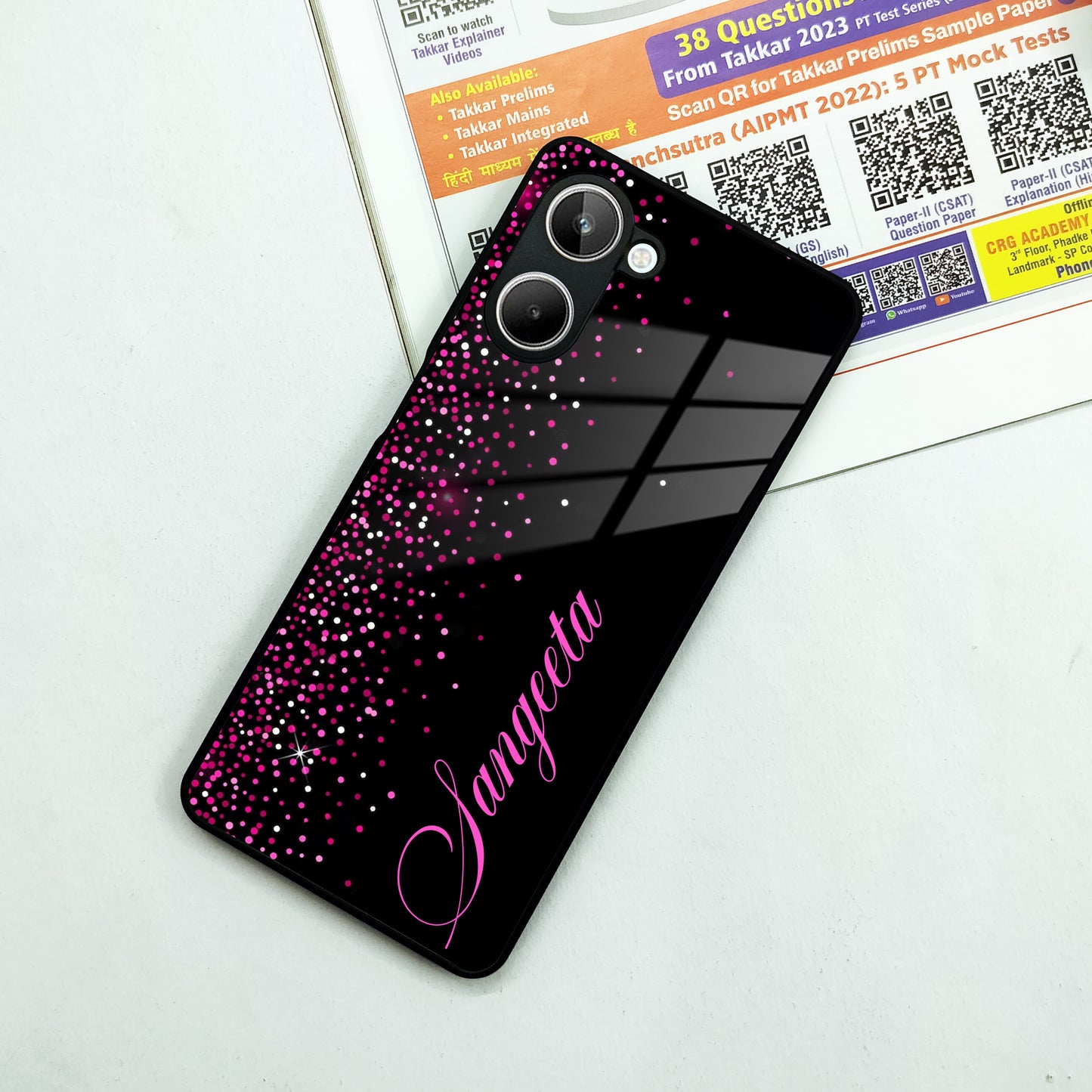 Pink Glitter Customize Glass Case Cover For Realme/Narzo