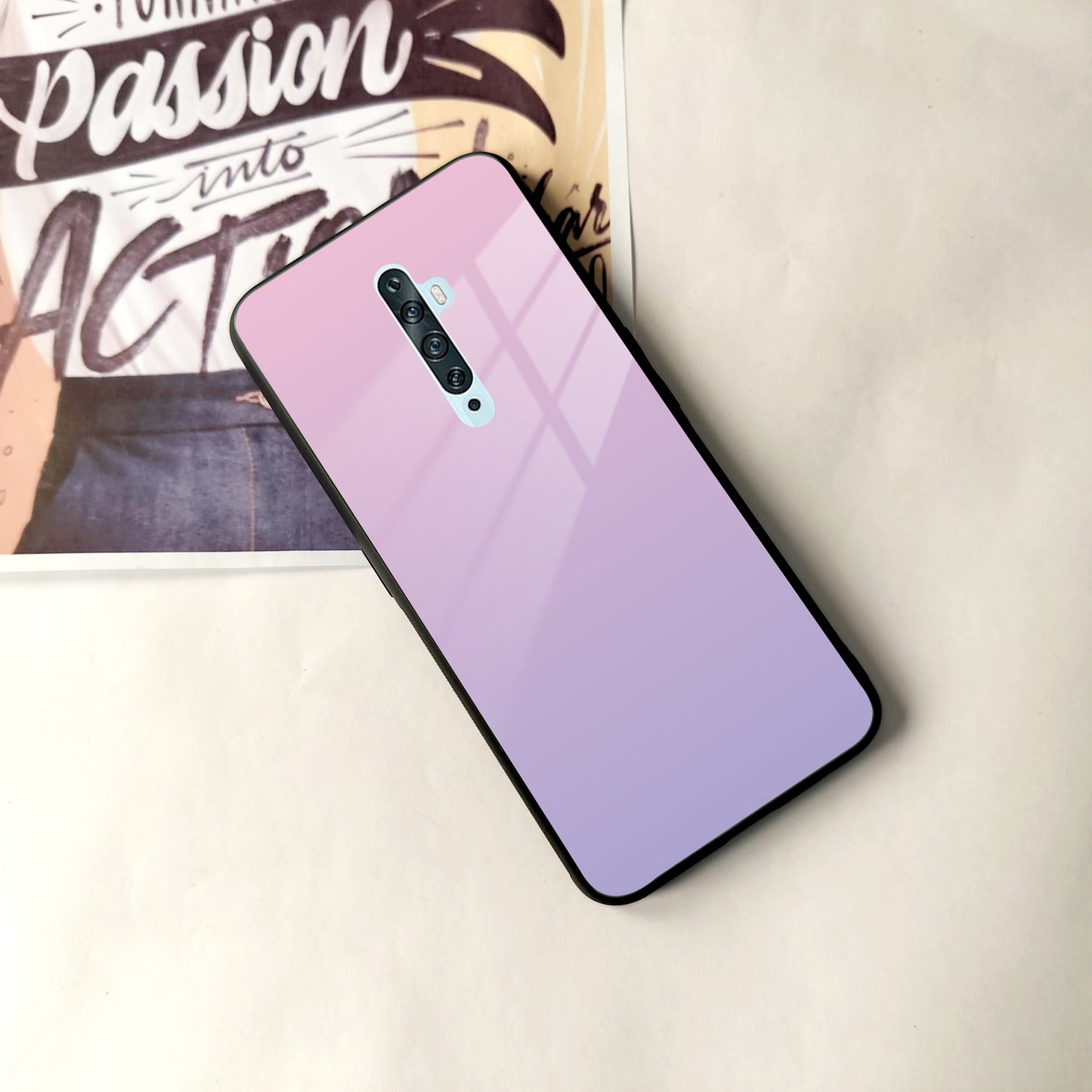 Pink Gradient Glass Case Cover For Oppo