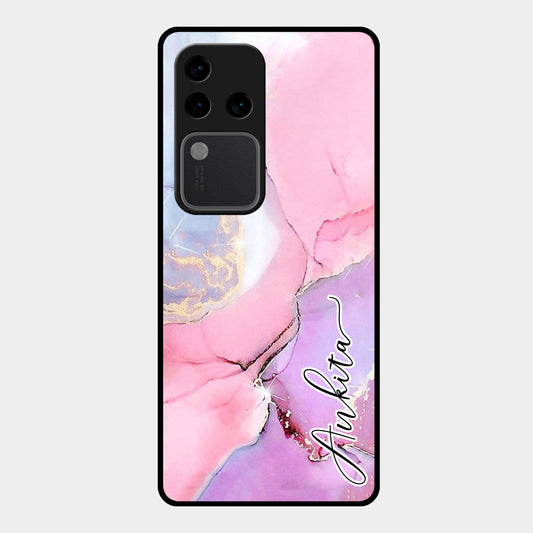 Pink Marble  Glossy Metal Case Cover For Vivo