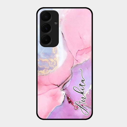 Pink Marble Glossy Metal Case Cover For Samsung