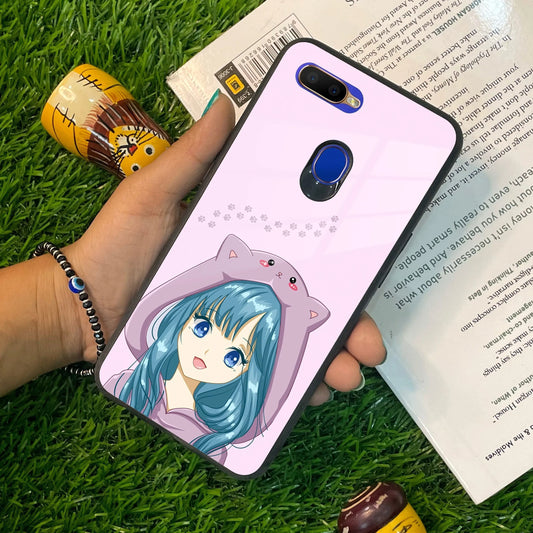 Purple Aesthetic Girl With Cat Phone Glass Case Cover For Oppo - ShopOnCliQ