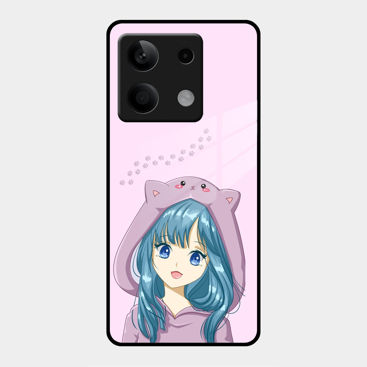 Purple Aesthetic Girl With Cat Phone Glass Case Cover For POCO