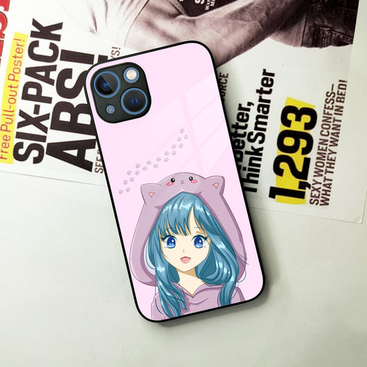 Purple Aesthetic Girl With Cat Phone Glass Case Cover For iPhone - ShopOnCliQ