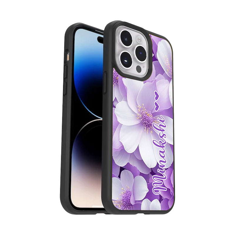 Awesome Purple Floral Glossy Customised Metal Case Cover For iPhone