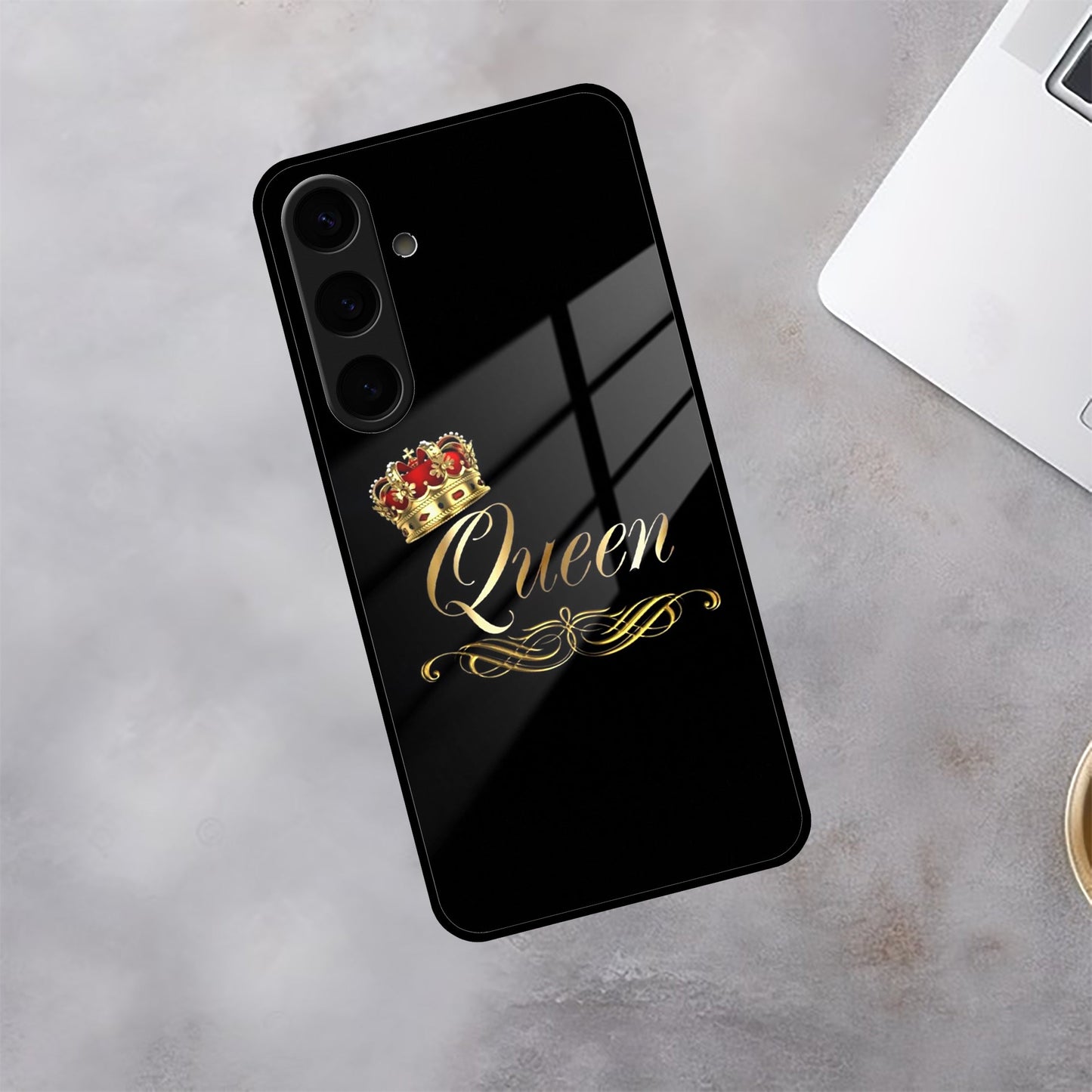 Cute Queen With Crown Glass Case for Samsung
