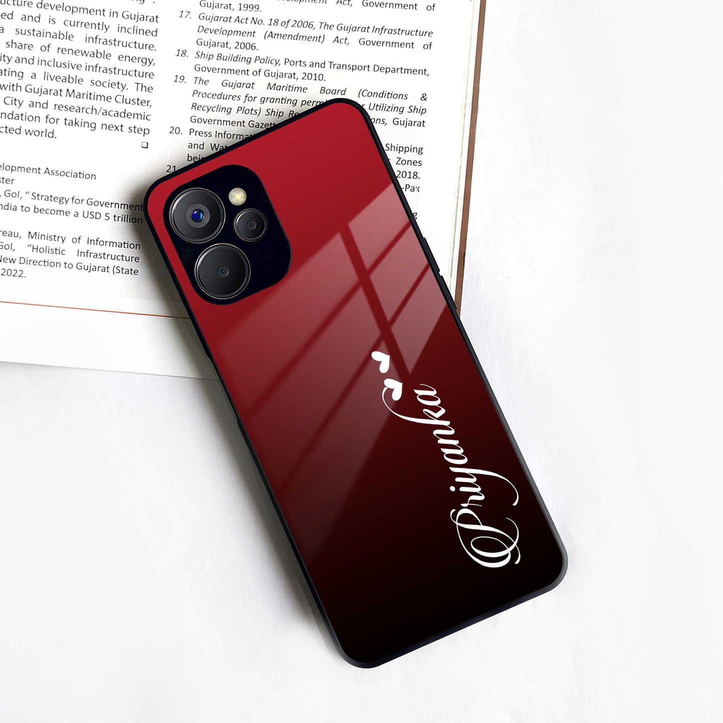 Customize Name Gradient Glass Case Cover Red Wine For Realme/Narzo