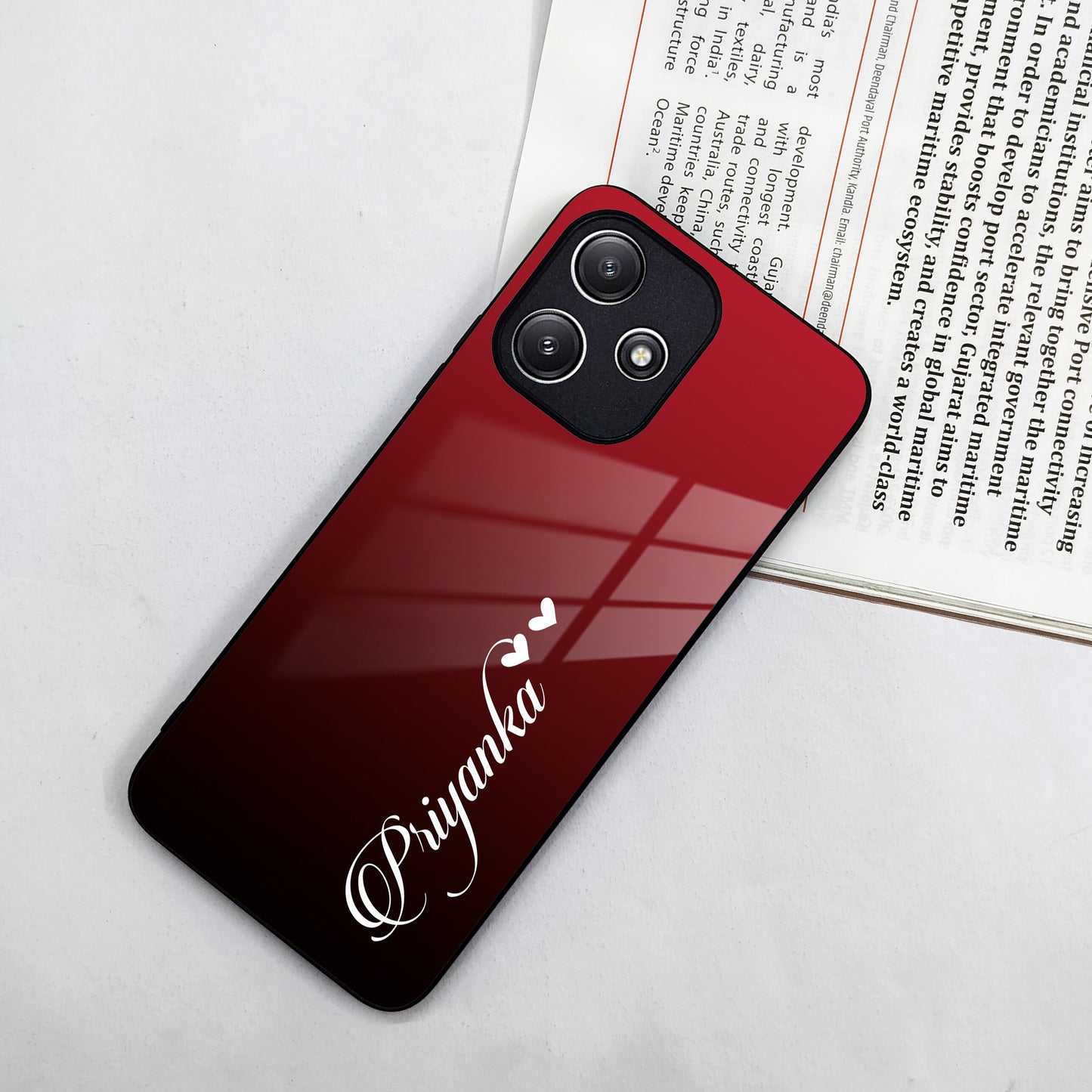 Customize Name Gradient Glass Case Cover Red Wine For Poco