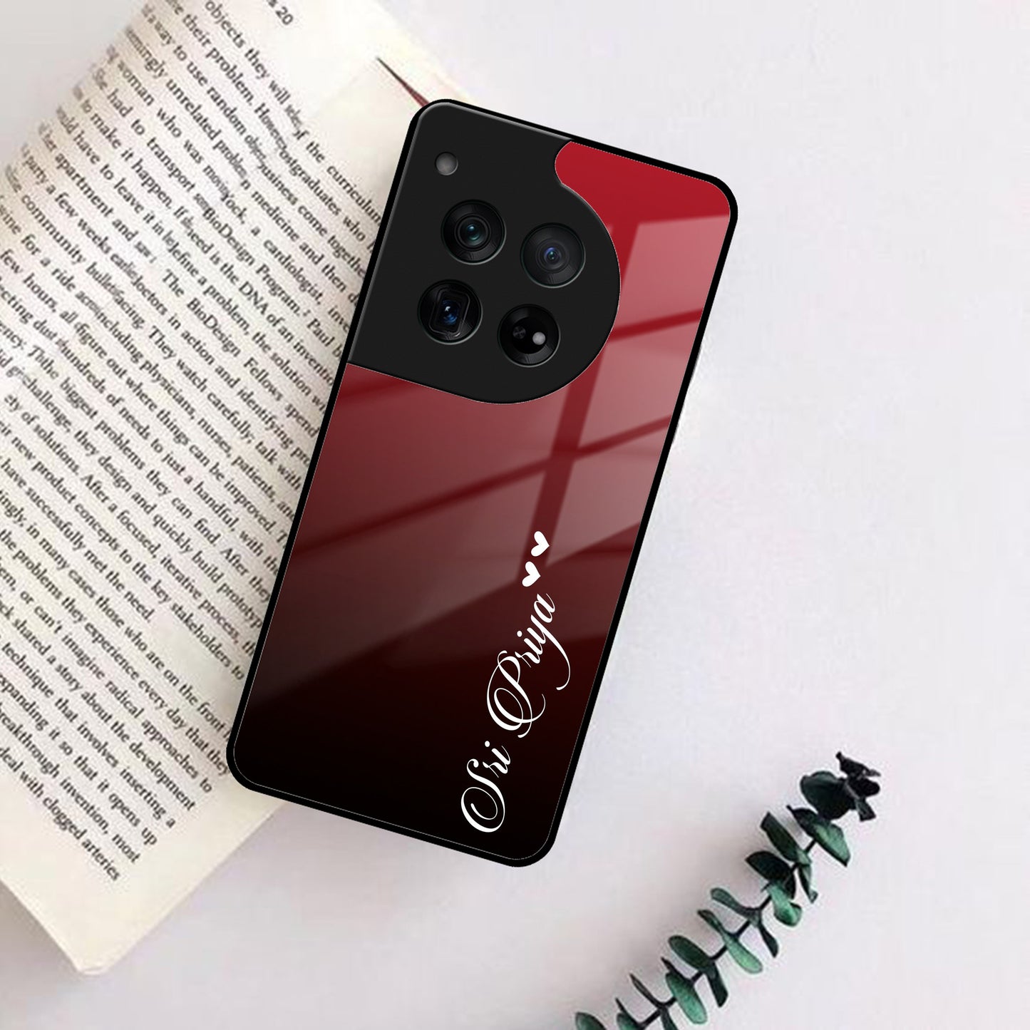 Customize Name Gradient Glass Case Cover Red Wine For Oneplus