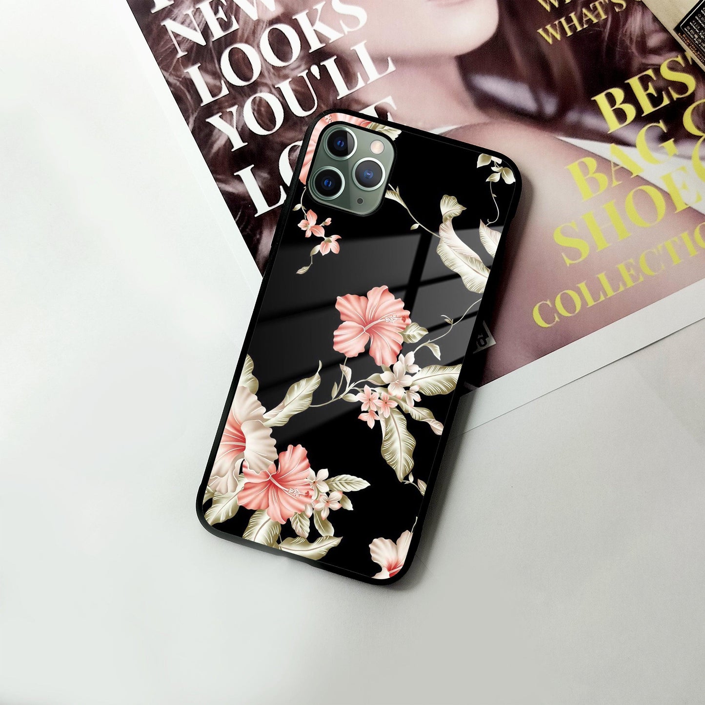 Retro Floral Glass Phone Case And Cover For iPhone