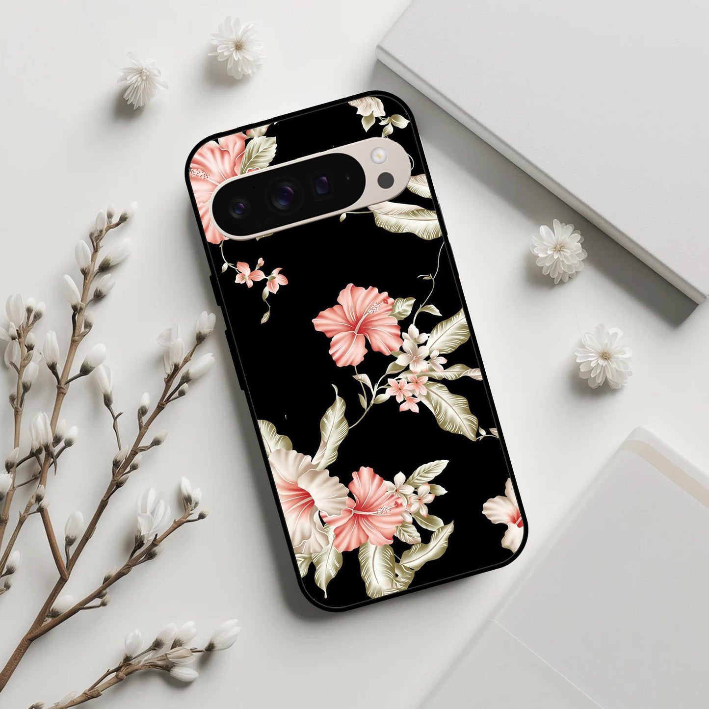 Retro Floral Glossy Metal Case Cover For Google