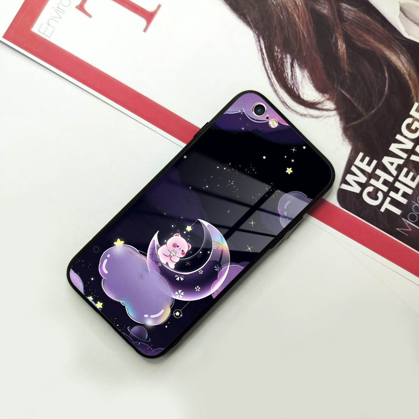 Sky Panda Design Glass Phone Case Cover For iPhone