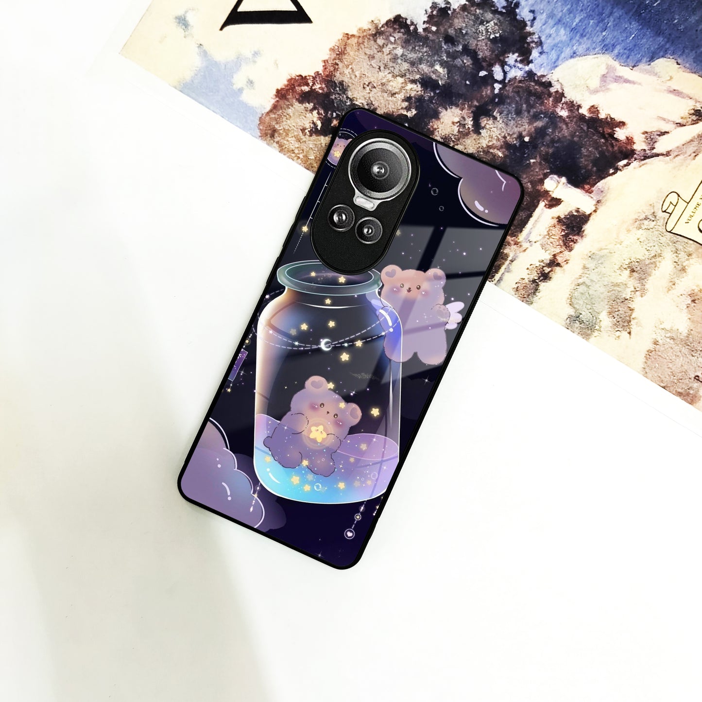 Sky Panda Design Glass Phone Case Cover V2 For Oppo