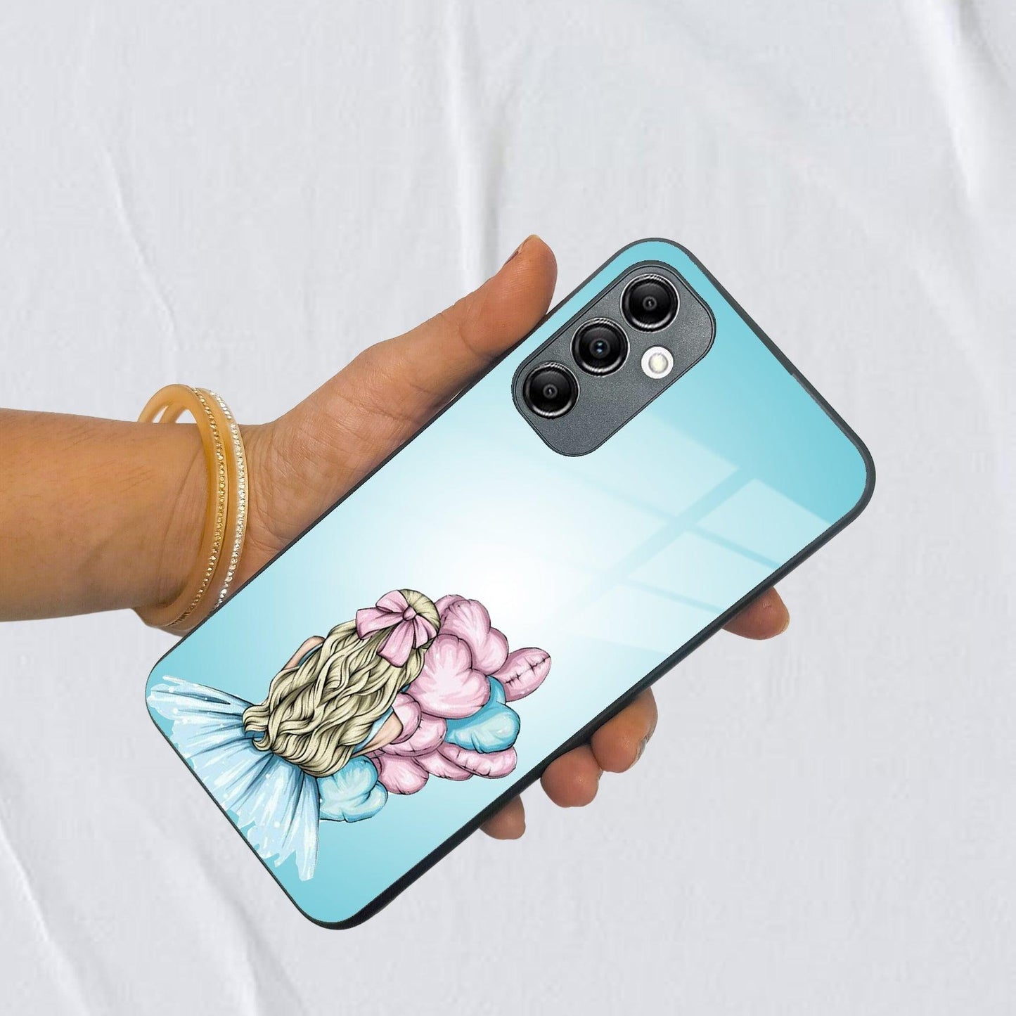 Styles Girl With Balloon Glass Case For Samsung
