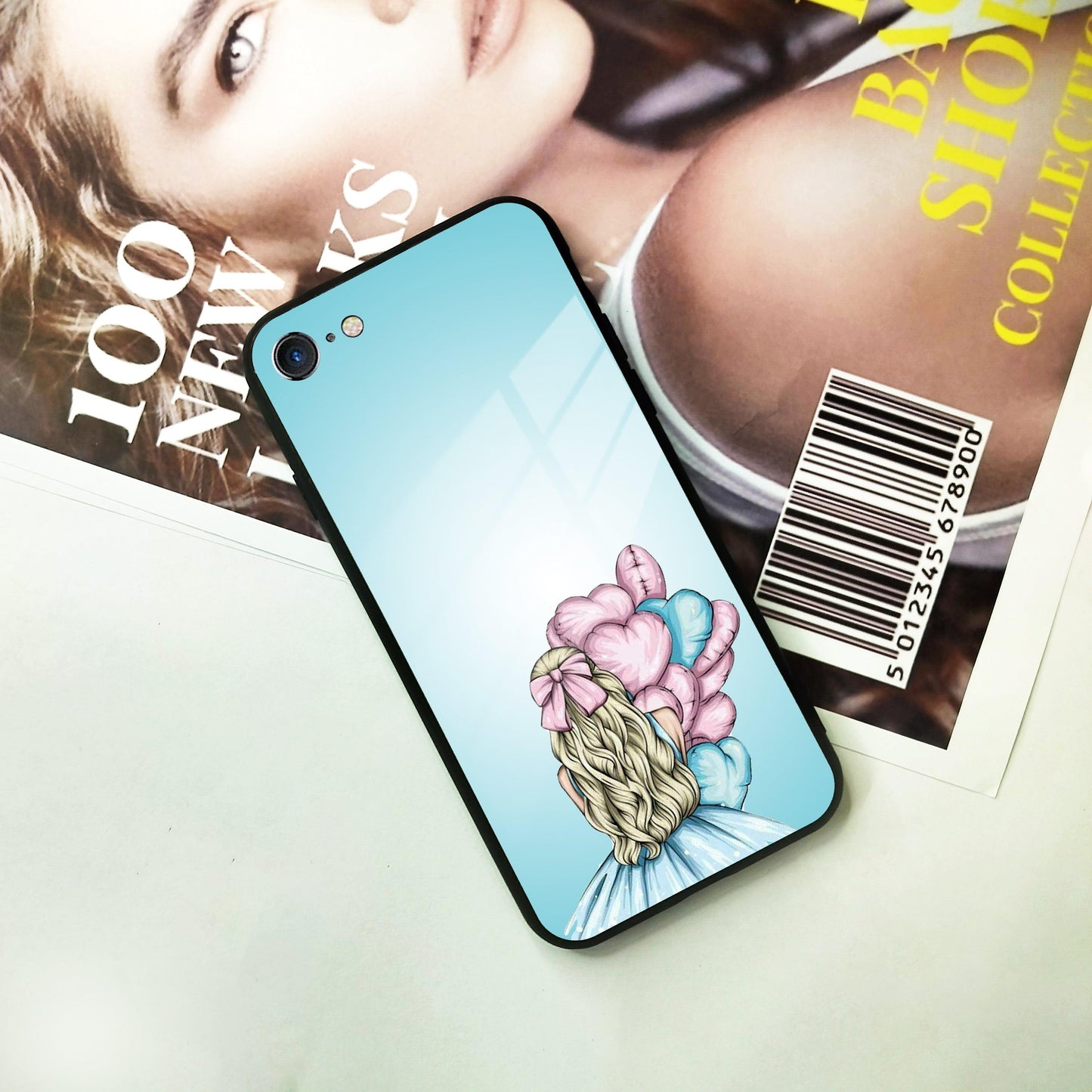 Styles Girl With Balloon Glass Case For iPhone