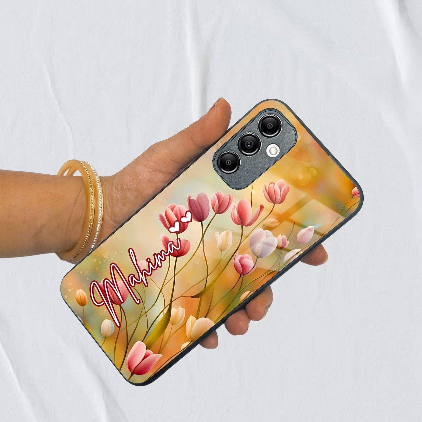 Tulip Floral Glass Case Cover For Samsung