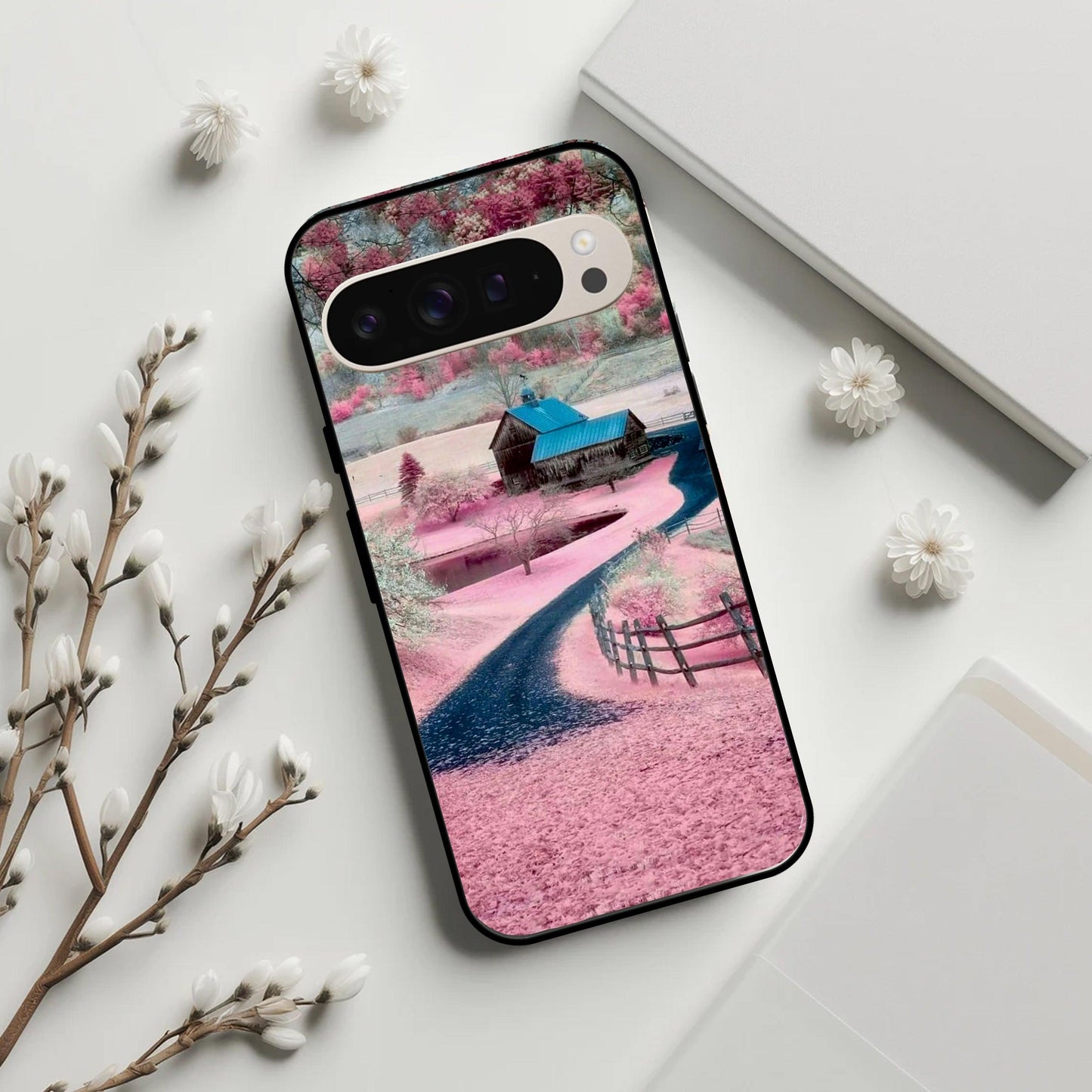 Village Scenery Glossy Metal Case Cover For Google