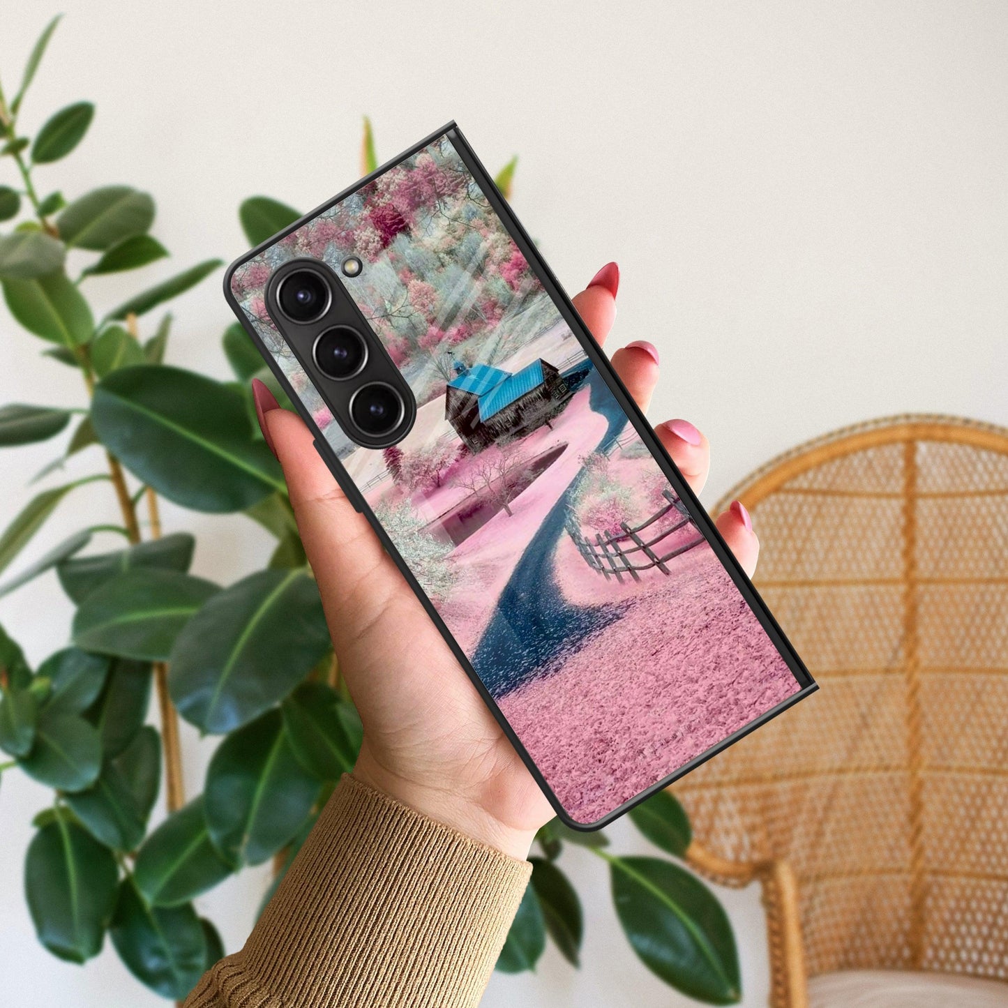 Village Scenery Glossy Metal Case Cover For Samsung