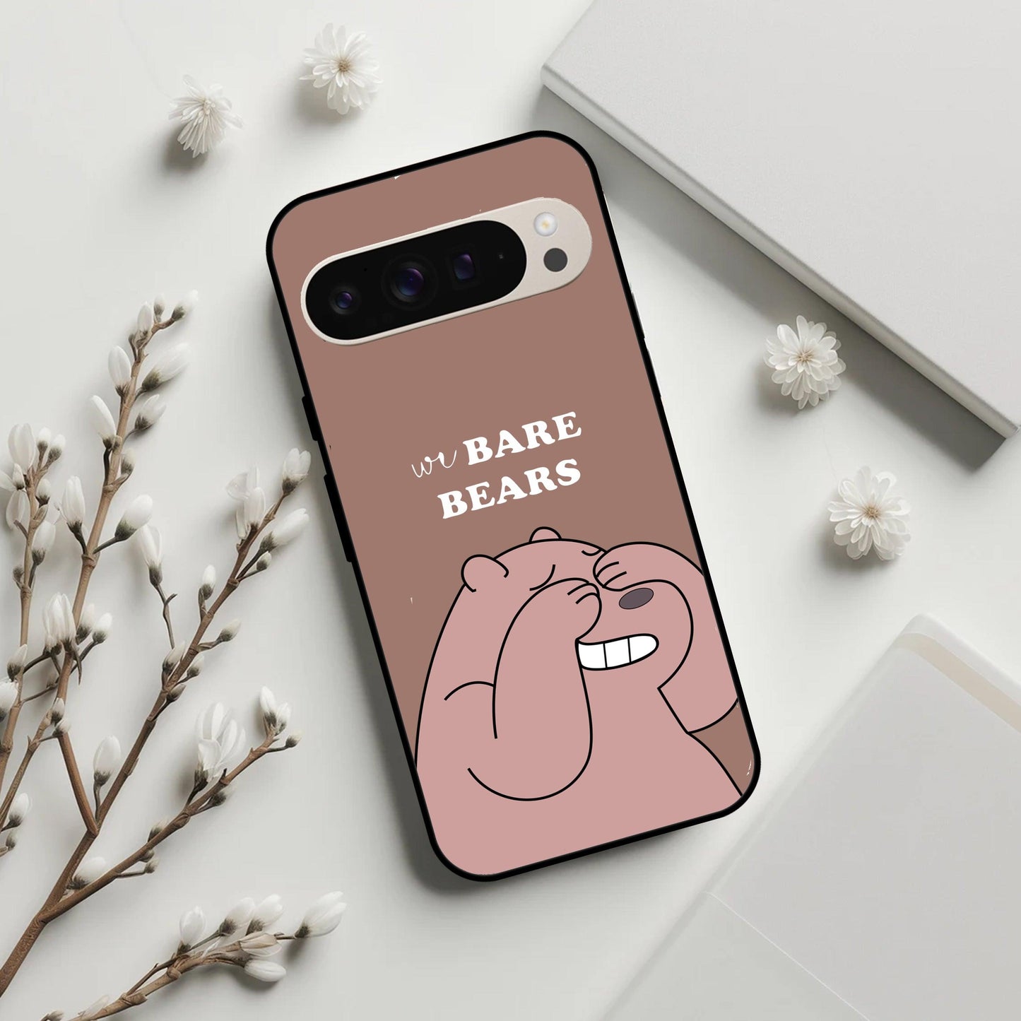 We Bare Bears Brown Glossy Metal Case Cover For Google