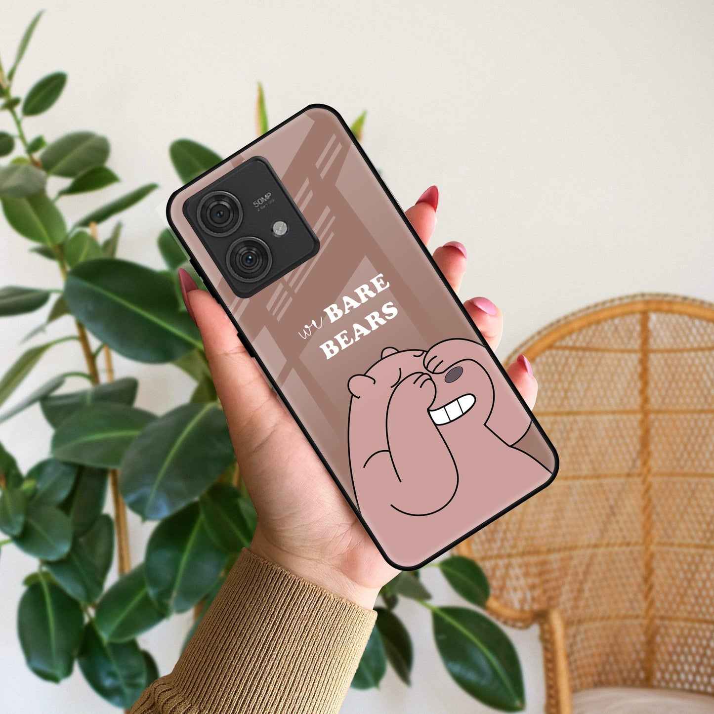 We Bare Bears Brown Glossy Metal Case Cover For Motorola