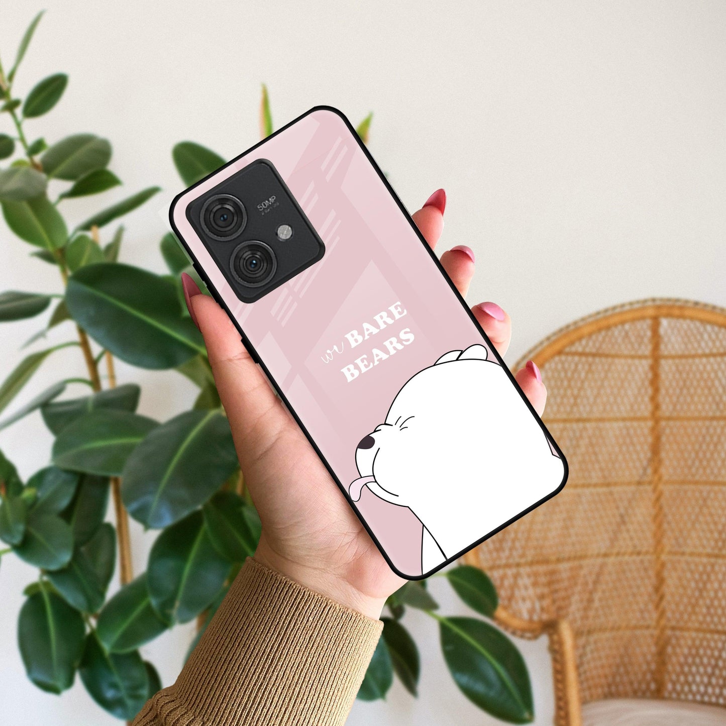 We Bare Bears Pink Glossy Metal Case Cover For Motorola