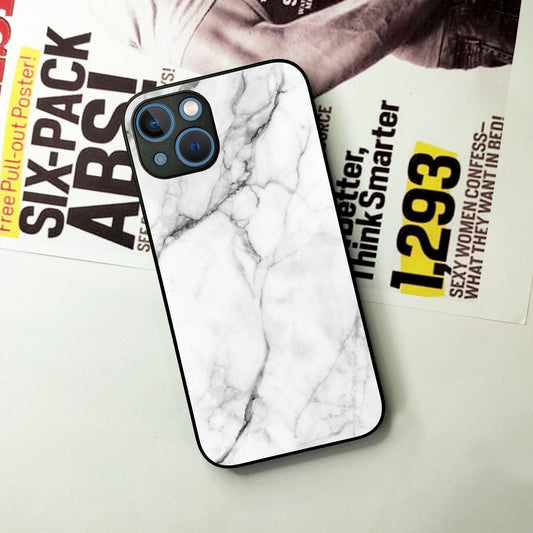 White Marble Patter Glass Case Cover For iPhone - ShopOnCliQ