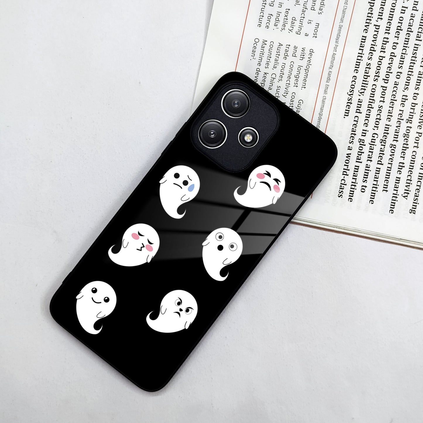 Cute Ghost Glass Case Cover For Poco