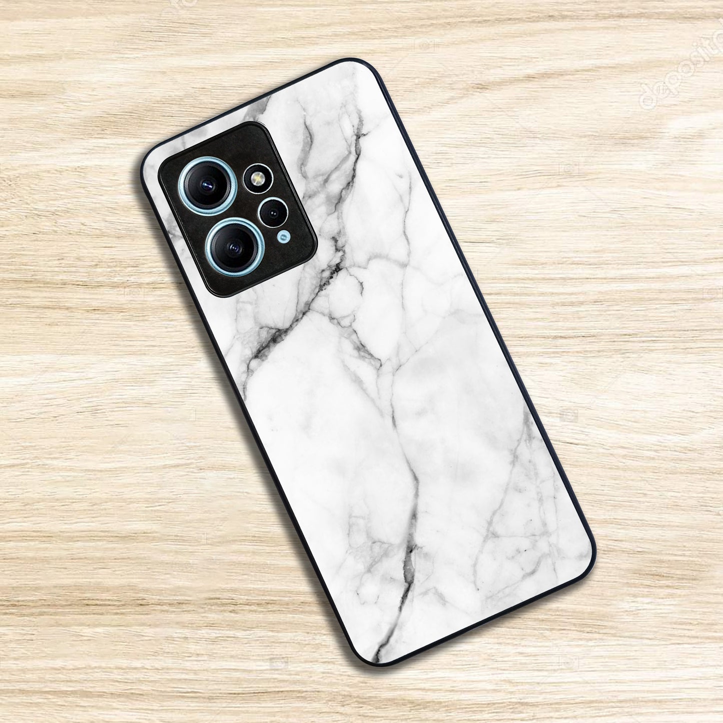 White Marble Patter  Glass Case Cover for Redmi/Xiaomi