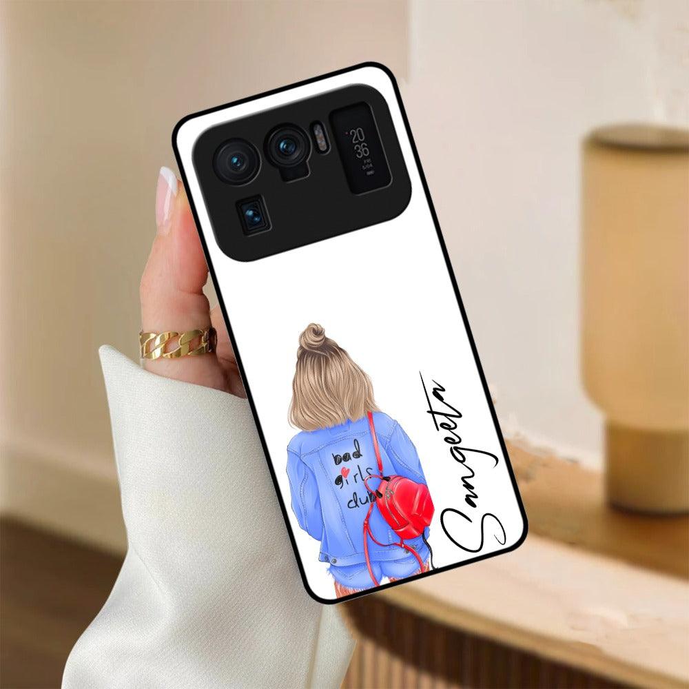 Bag Girl Customize Name Glass Case For Mi 11i - ShopOnCliQ