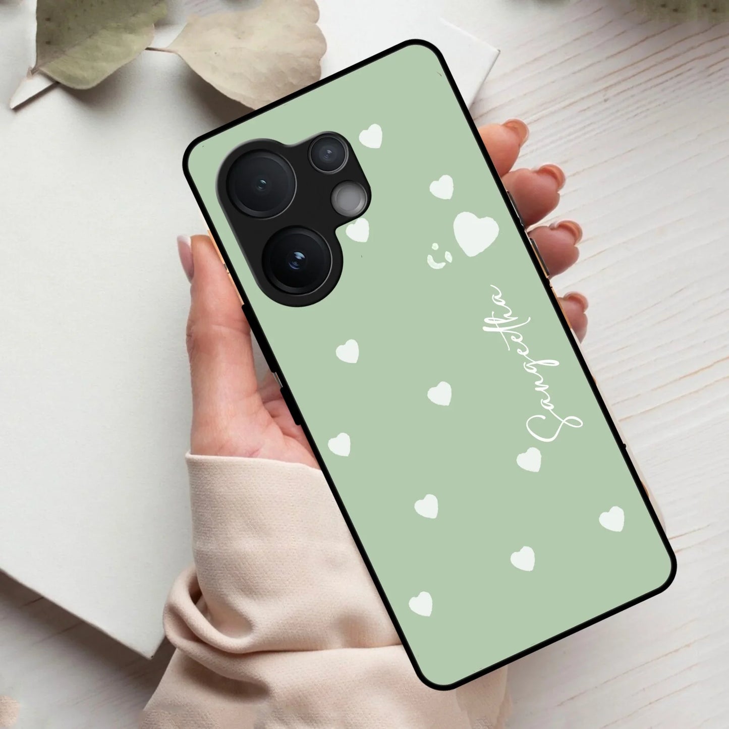 Be Loved Customized Glass Case Cover Mint Green For Vivo - ShopOnCliQ