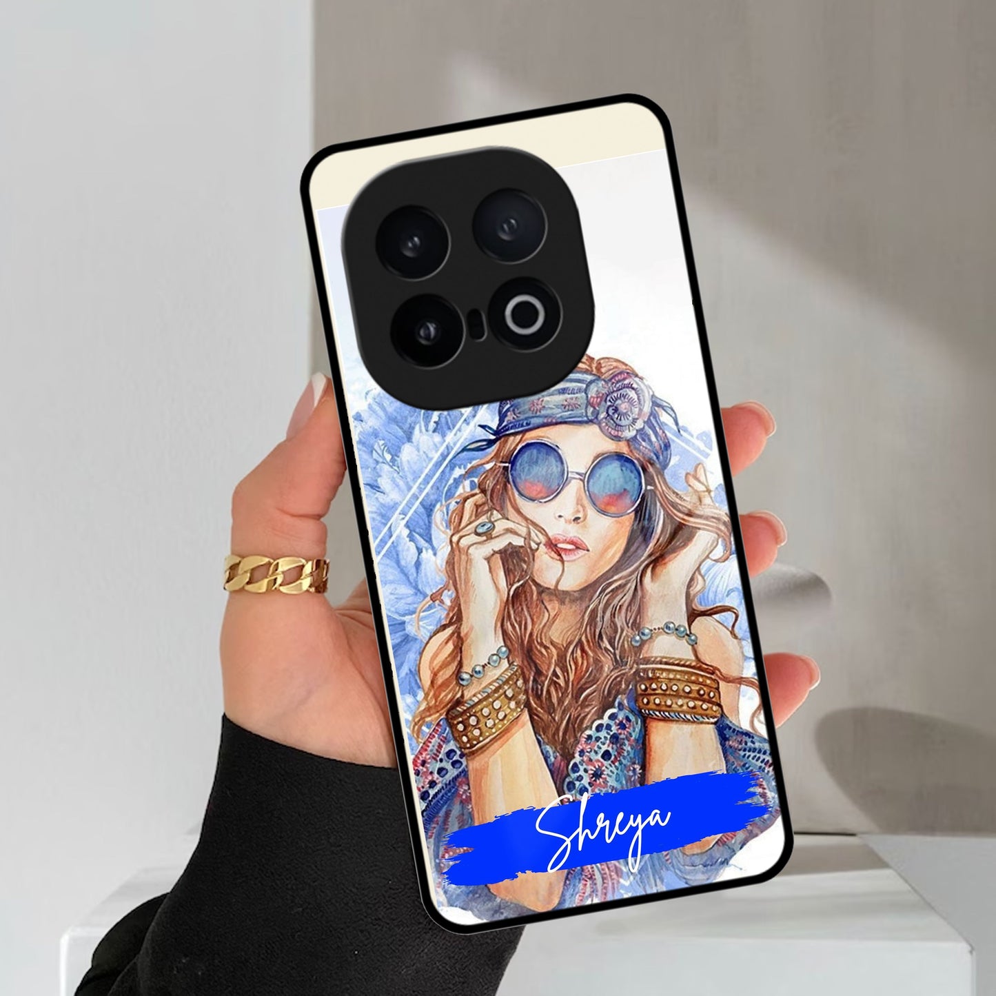 Bindass Babe Customize Glass Case Cover For iQOO