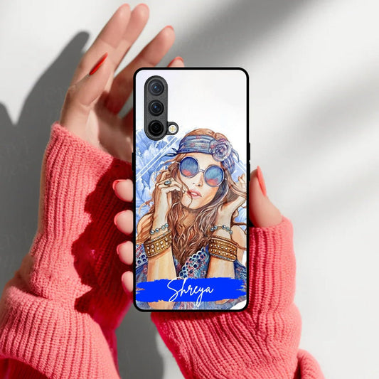 Bindass Babe Customize Glass Case Cover For OnePlus