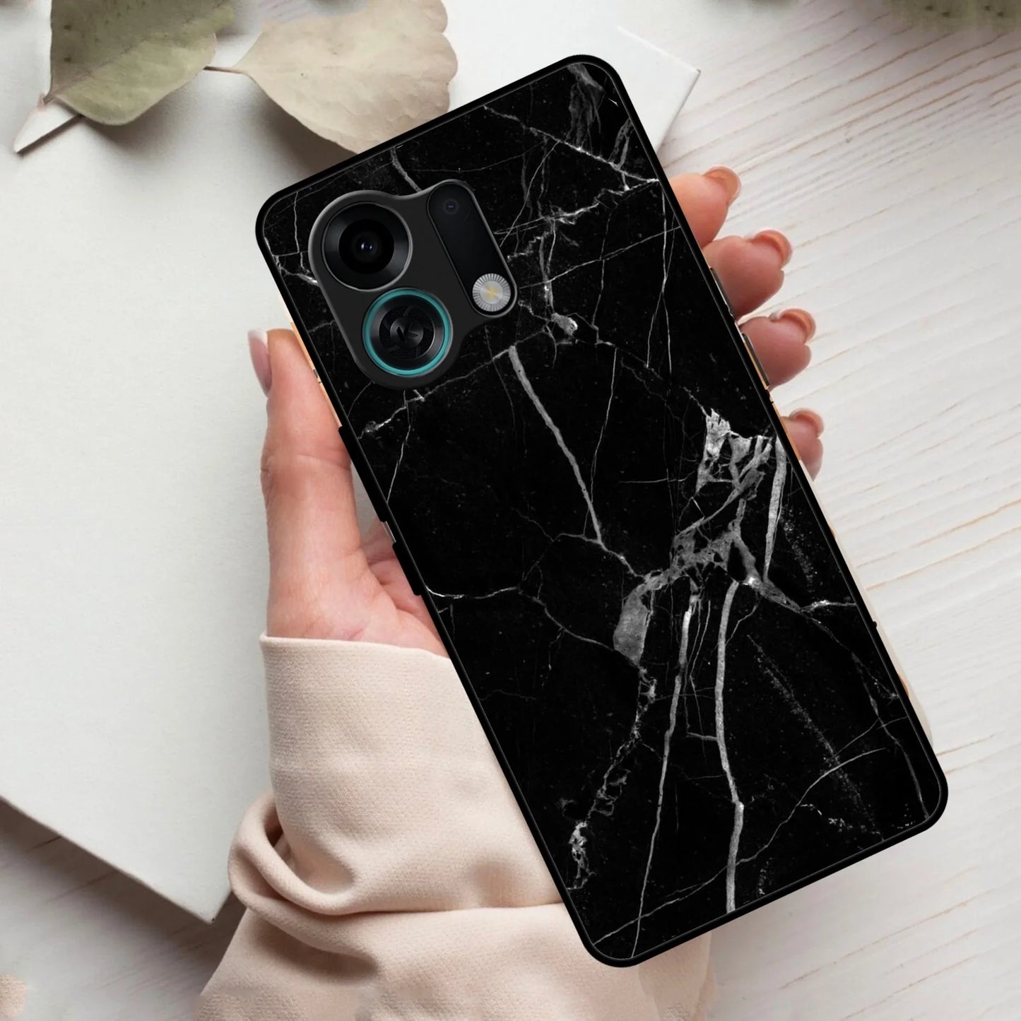 Black Marble Patter Glass Case Cover For Oppo - ShopOnCliQ