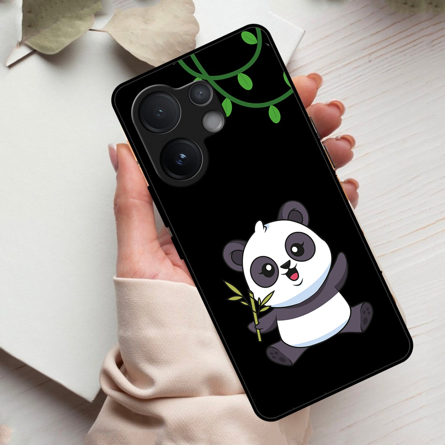 Black Panda Glass Phone Case For Vivo