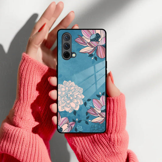 Blue Flower Glass Phone Cover for OnePlus