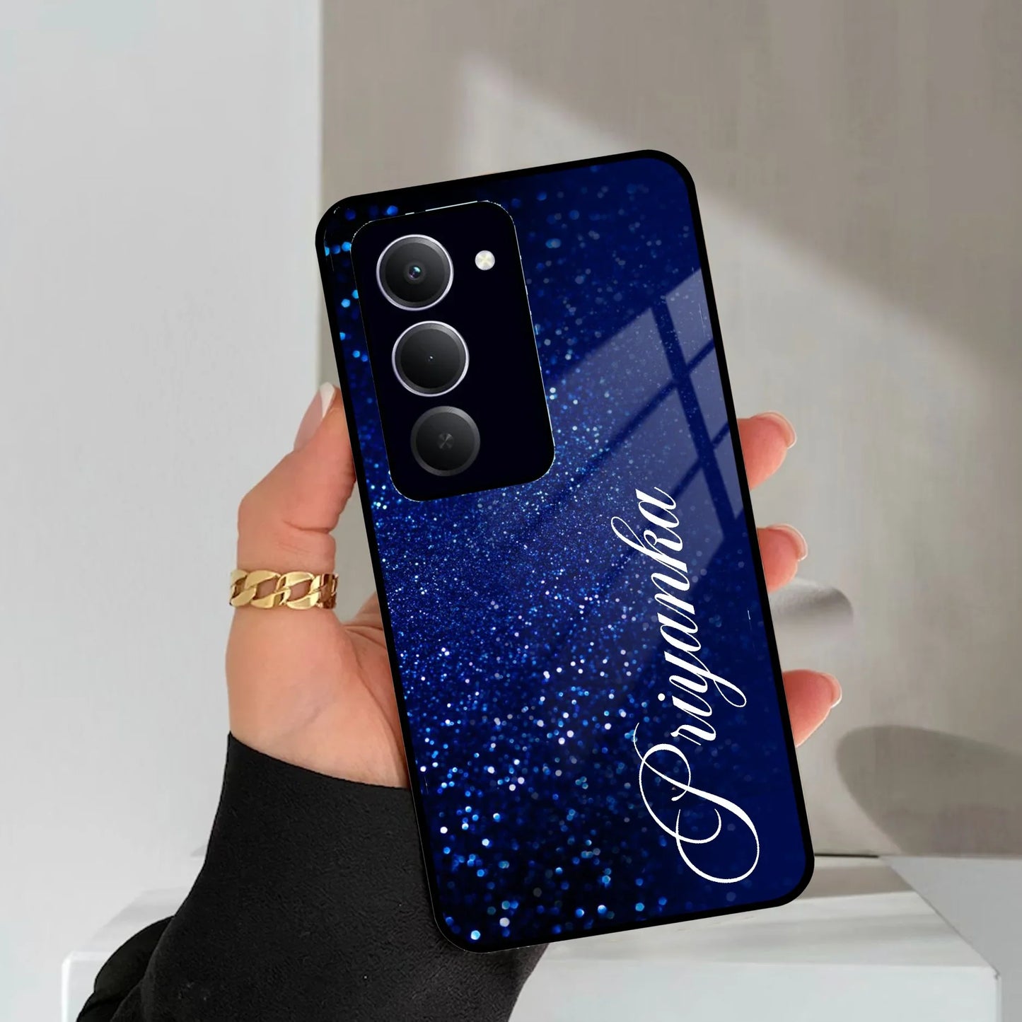 Blue Glitter Customize Glass Case Cover For Redmi/Xiaomi - ShopOnCliQ