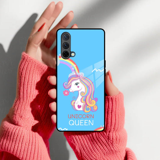 Blue Unicorn Queen Glass Phone Case For OnePlus