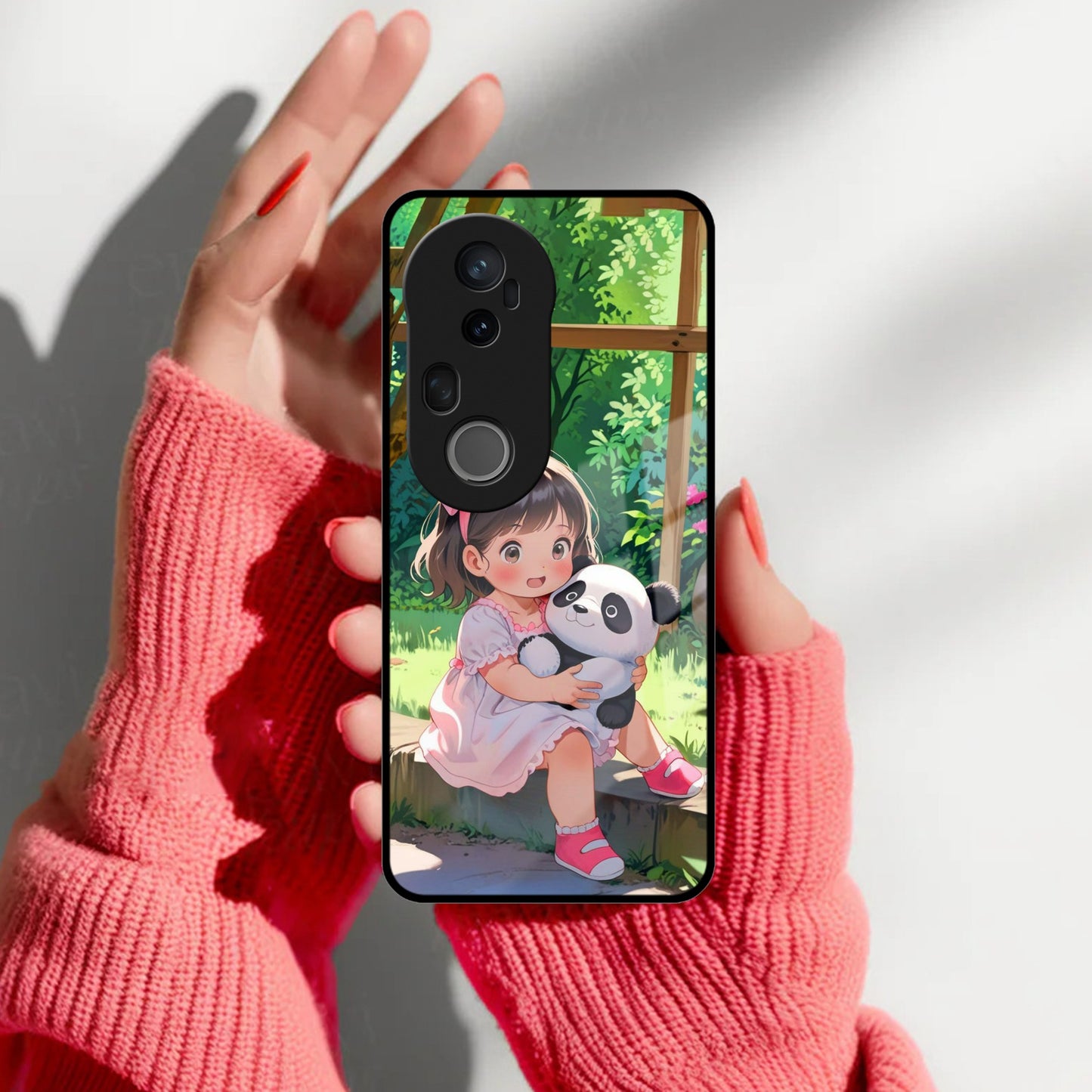 Blush & Panda Glass Case Cover For Vivo