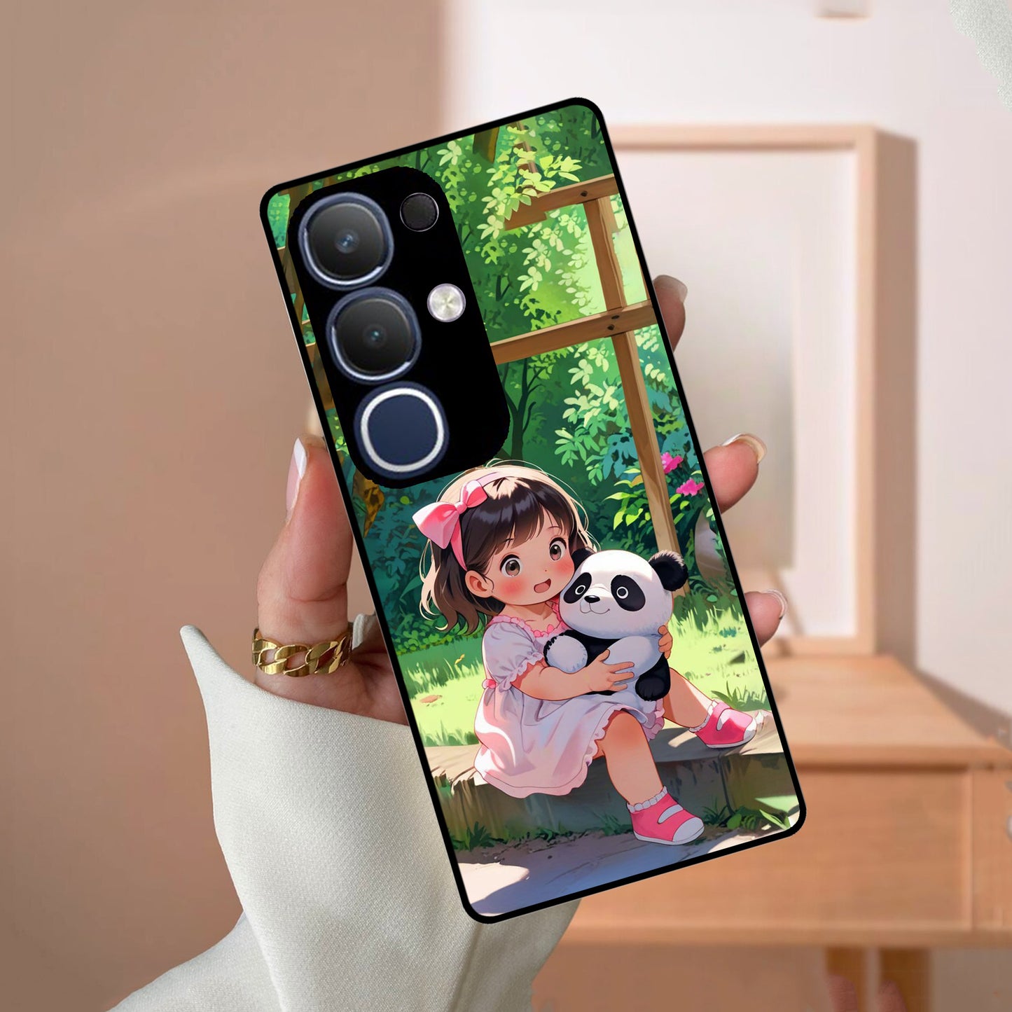 Blush & Panda Glossy Metal Case Cover For Vivo