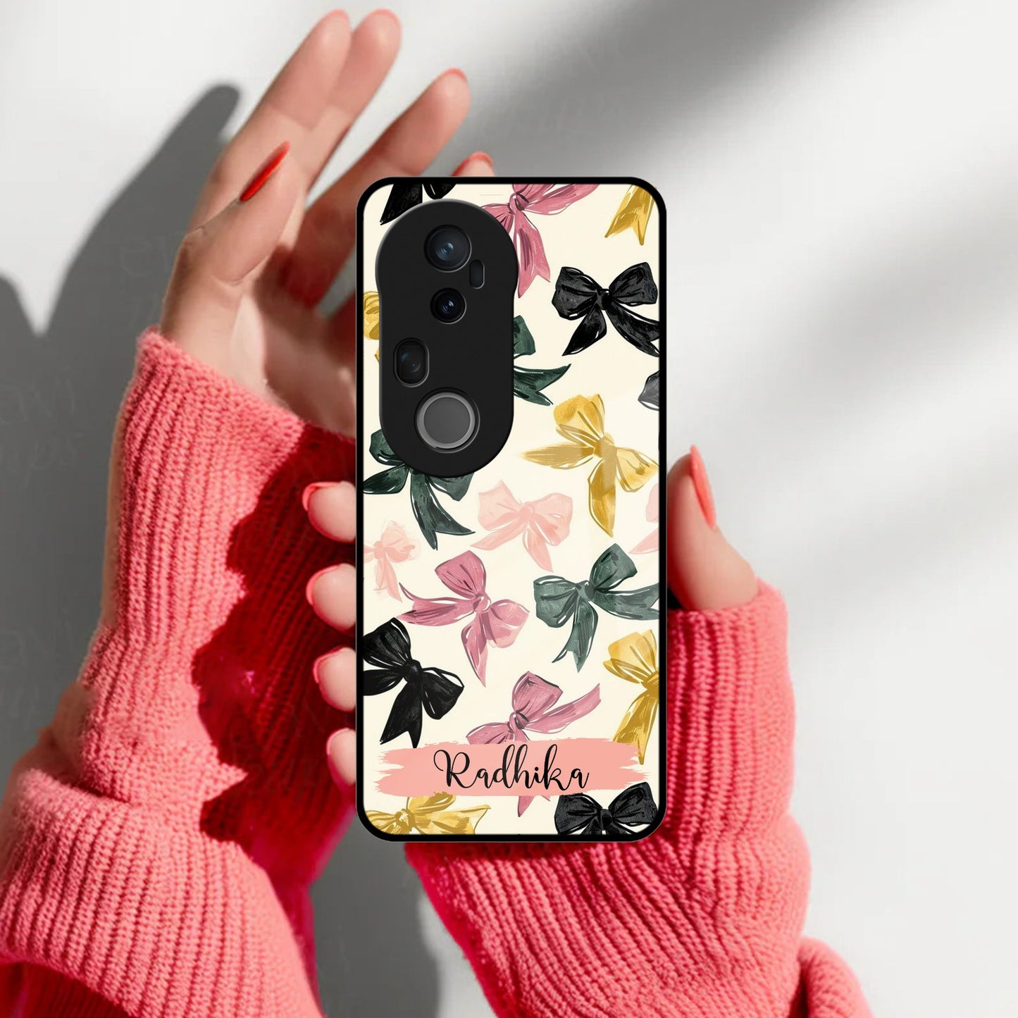 Bow Customize Glass Case Cover For Vivo