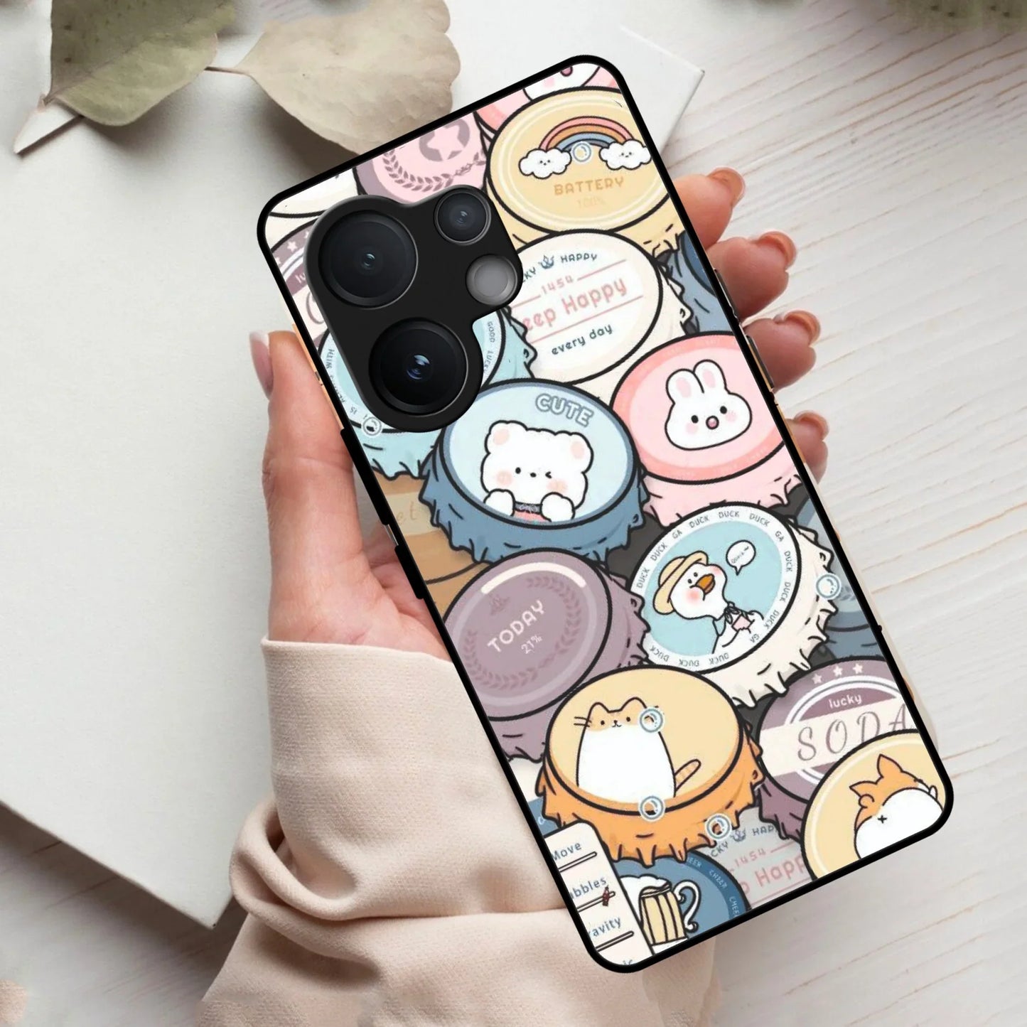 Bunny Buddies Glass Case Cover For Vivo - ShopOnCliQ