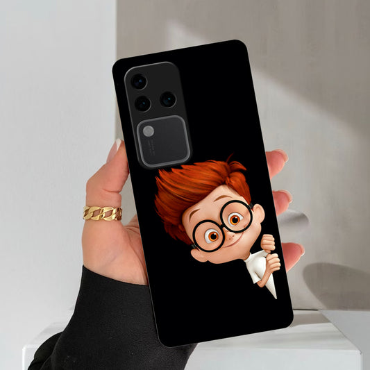 Cartoon Boy Glossy Metal Case Cover For Vivo
