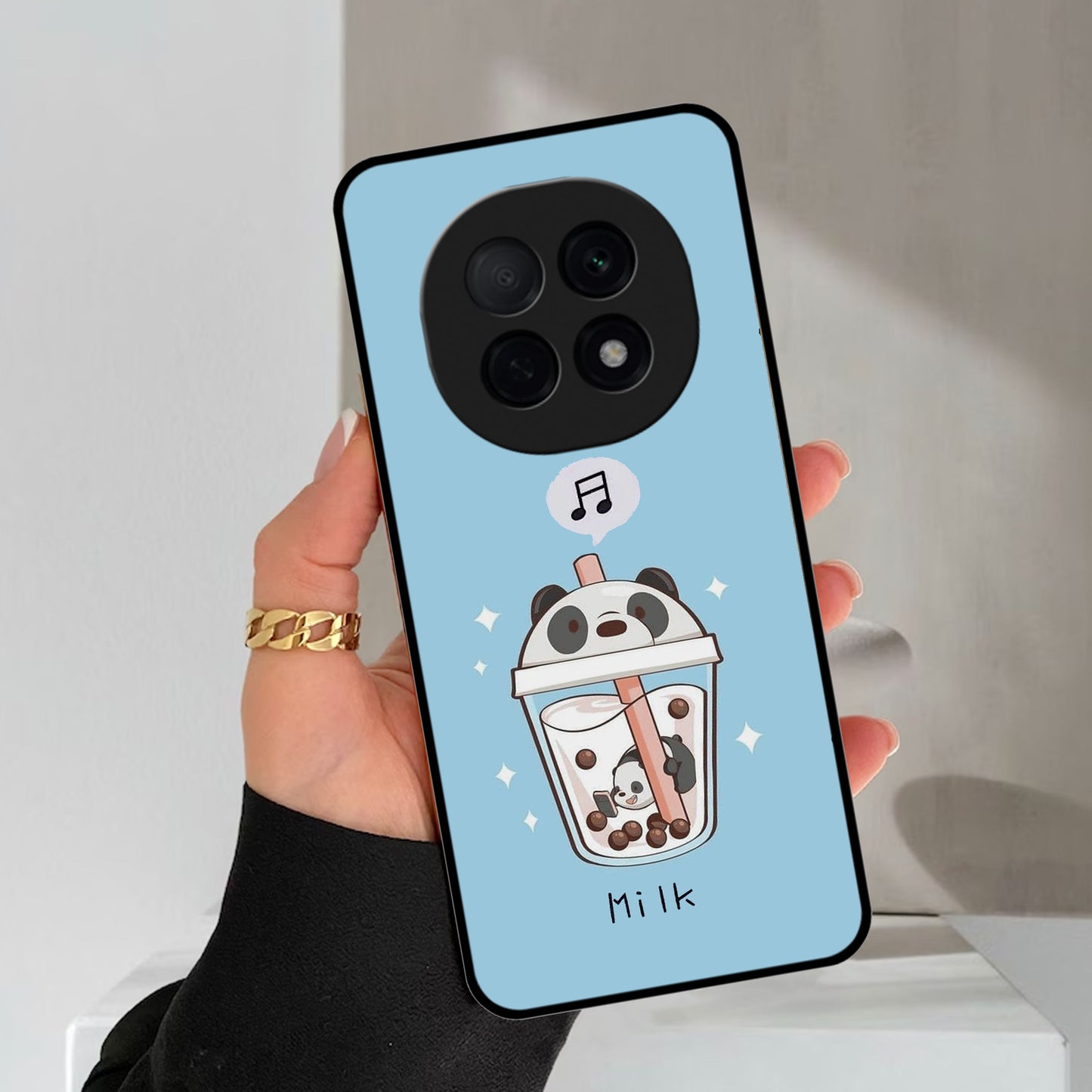 Cartoon Milk Tea We Bare Bears Glossy Metal Case Cover For Oppo