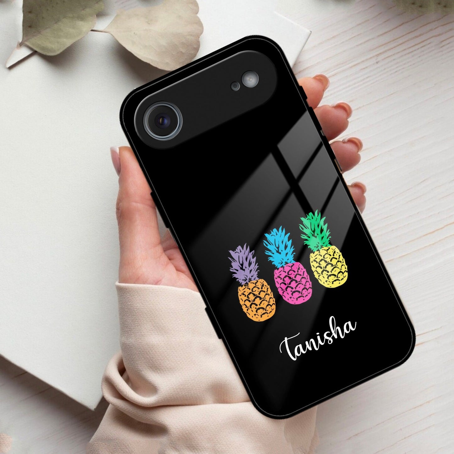 Colorful Pineapple Glass Case Cover For iPhone