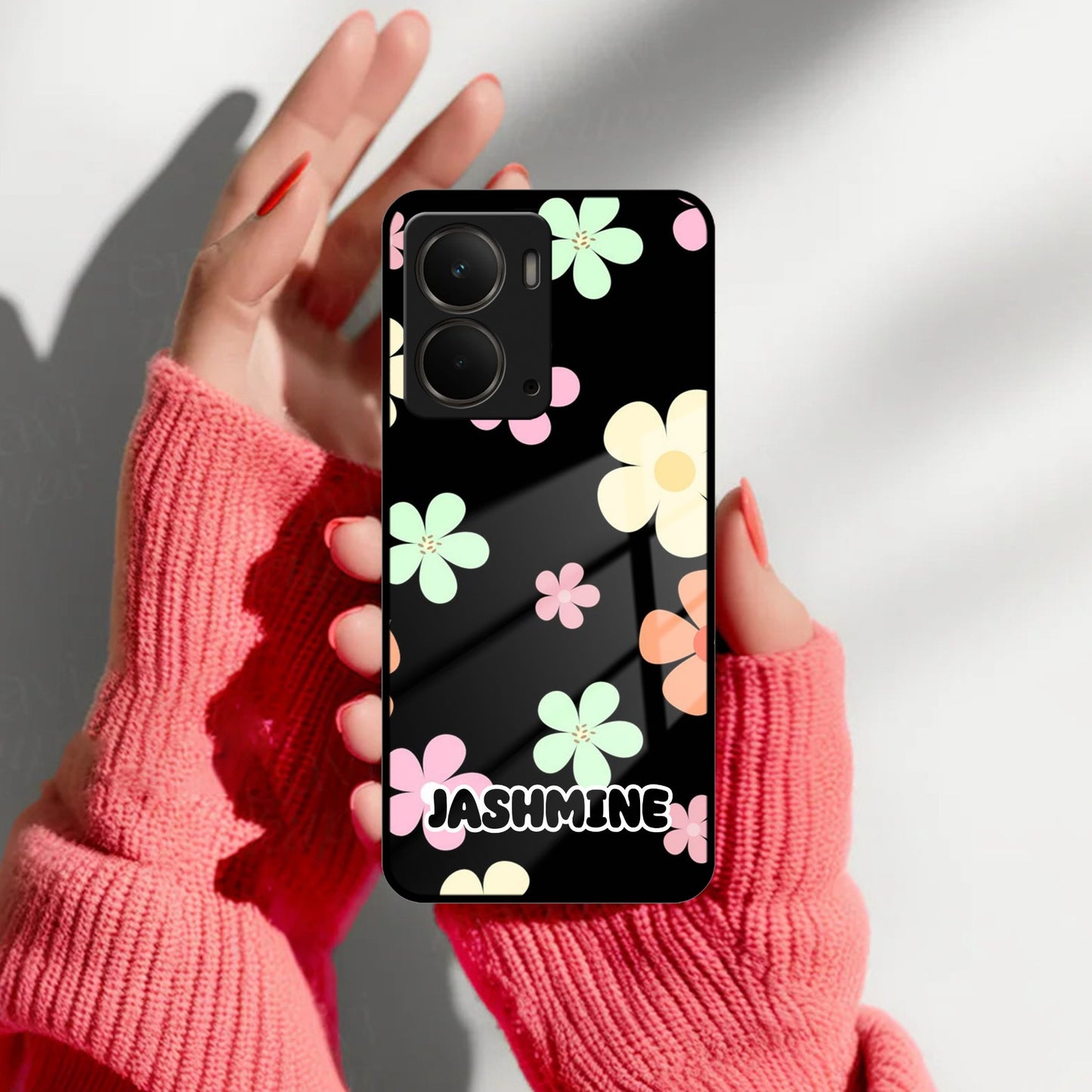 Colorfull Daisy Floral Glass Case Cover For Realme/Narzo